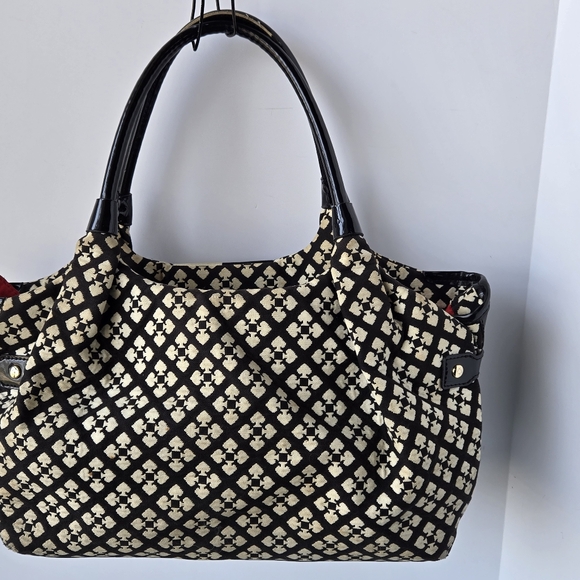 Used Kate Spade New York Stevie Bag, Classic Noel version black and white canvas - Picture 2 of 10